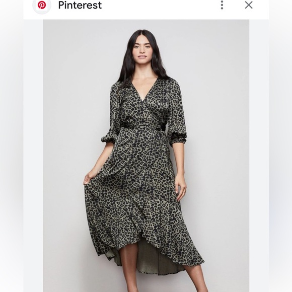 Good American Sage Leopard Midi Dress 3x